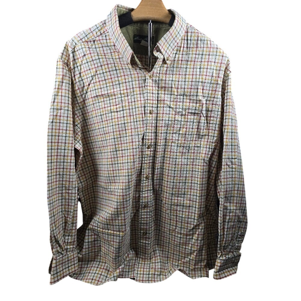 Eddie Bauer Multicolor Plaid 100%‎ Cotton Men's Button-Up Shirt – Size XL